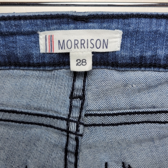 Morrison Starlet Blue Boot Crop Jeans Mid Rise Size 28 Distressed Hem - Picture 5 of 9